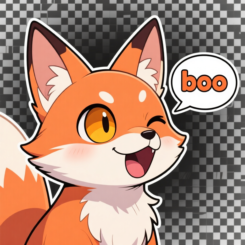 Kitsunenotboo - A cute fox saying boo